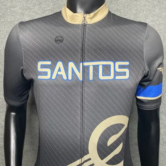 Mumu Mens Small Cycling Jersey Santos Tour Down Under AU Charcoal Ochre - Picture 2 of 9